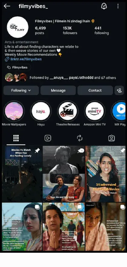 @filmyvibes_ Instagram profile