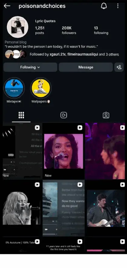 @poisonandchoices Instagram profile